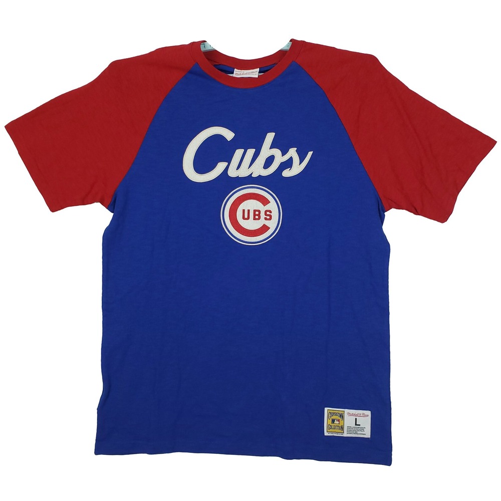 Chicago Cubs Mitchell & Ness MLB Large Shirt Cut & Sew Logo Blue Red NWT